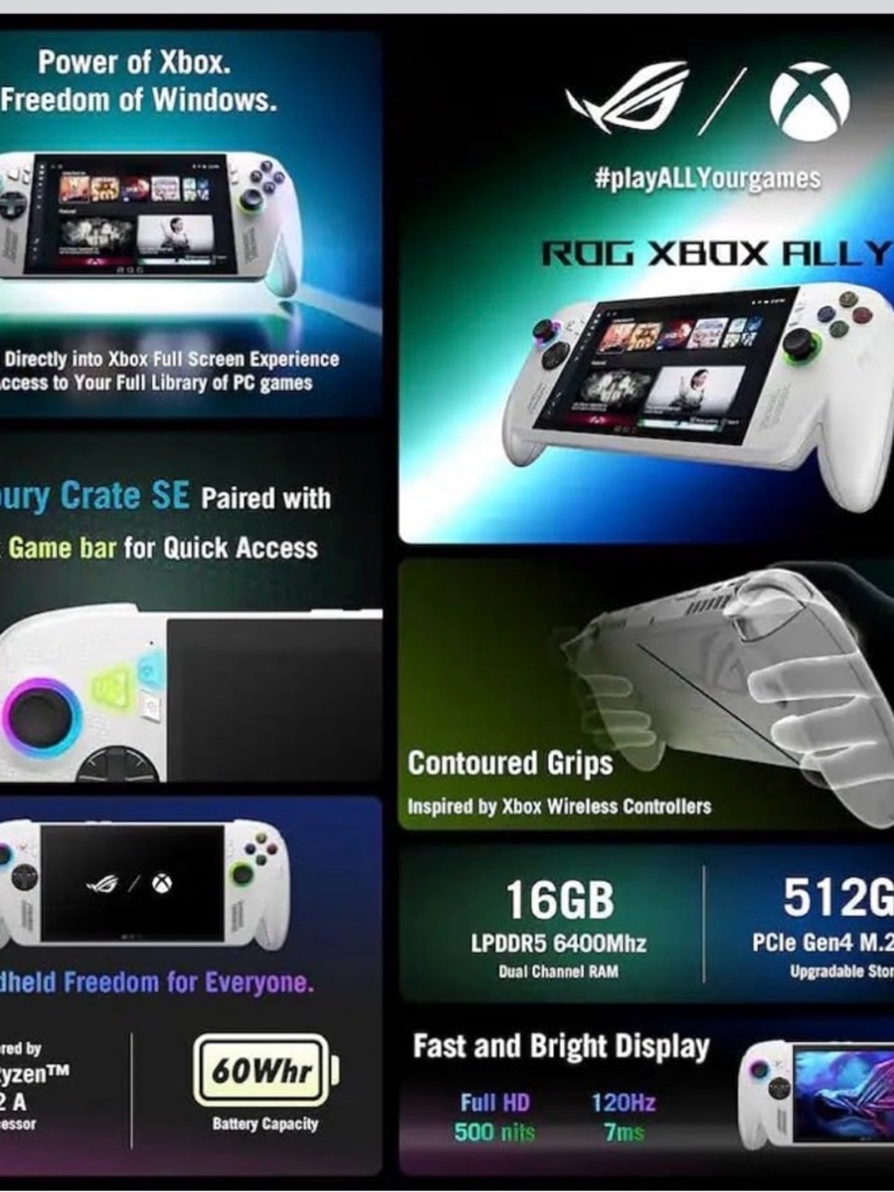 ASUS ROG Xbox Ally Handheld Gaming Console - White with Color Accent Buttons - Picture 2 of 4